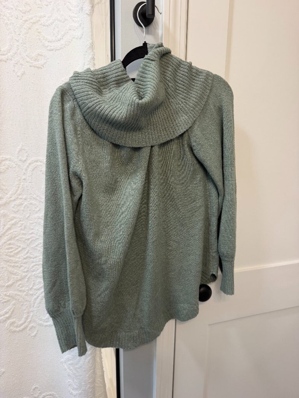 Women's green cowlneck sweater